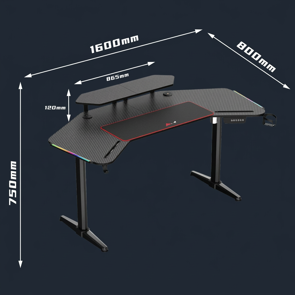 Gamvity Electric Height Adjustable Gaming Desk - Black product image