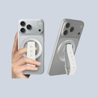 BRAVE MagGrip 3-in-1 Magnetic Phone Grip & Kickstand -Silver product photo