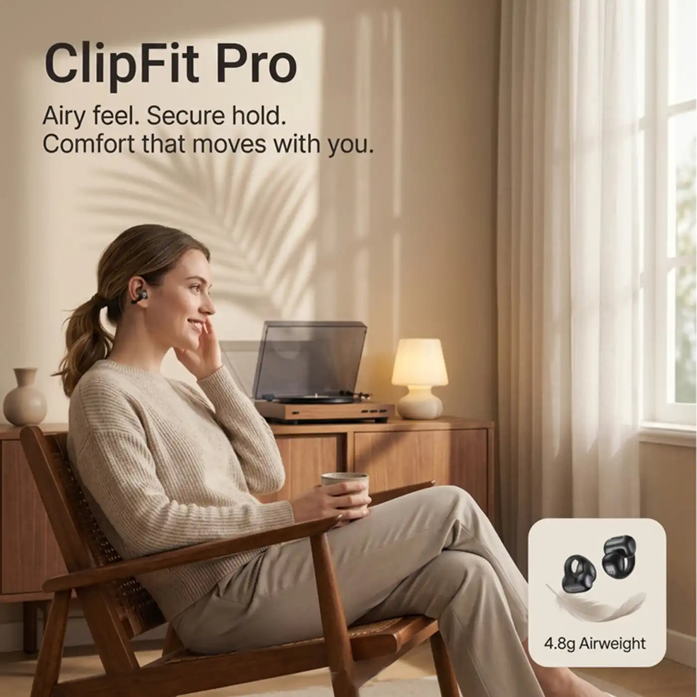 BRAVE ClipFit Pro Open-Ear Wireless Earbuds E-32BK Black product photo