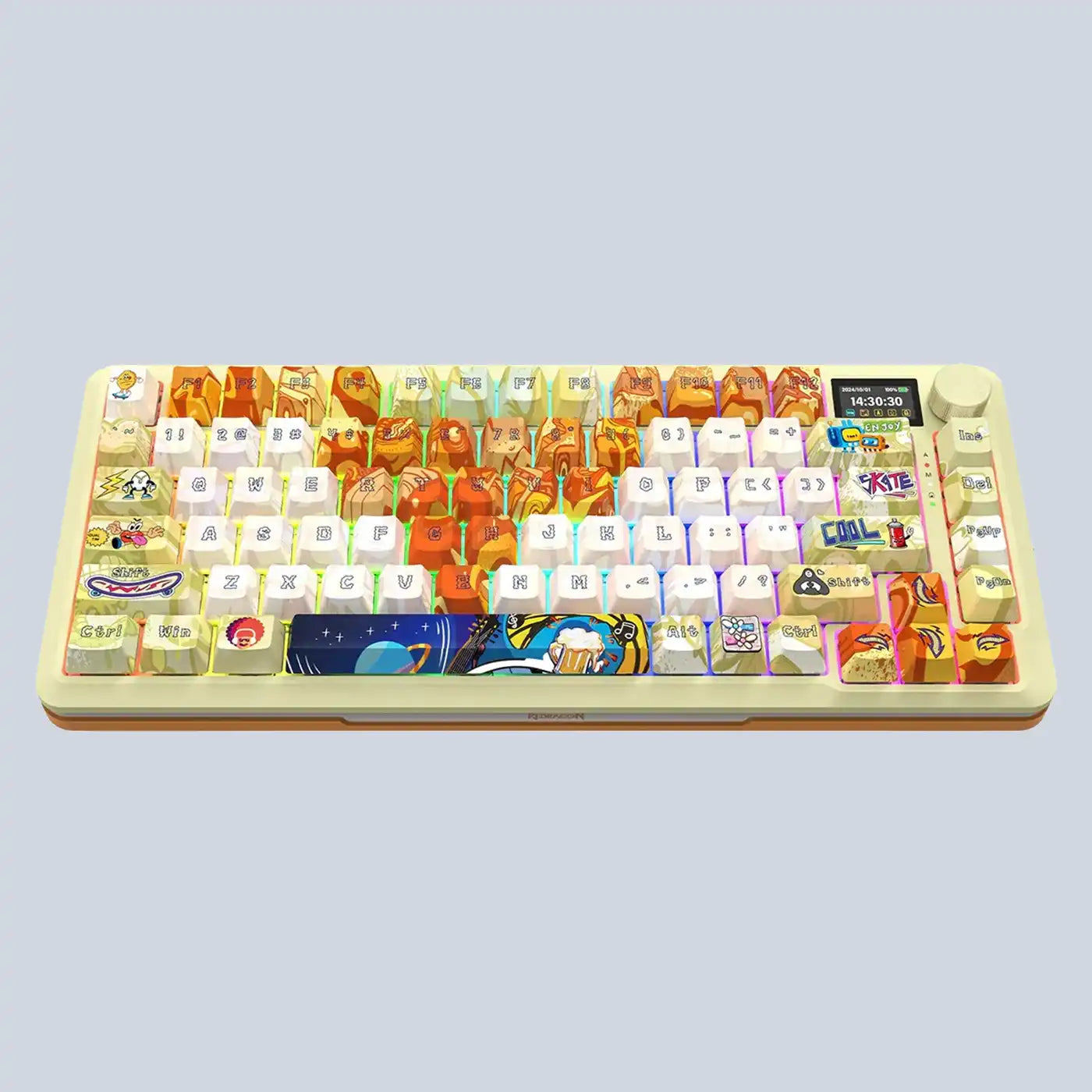 Fleckact Pro Art 3modes Connections With Lcd Screen Gasket Mounted Mechanical Keyboard