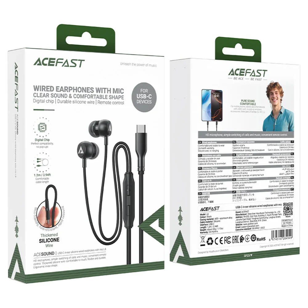 Acefast Wired Earphones L8 -White product image