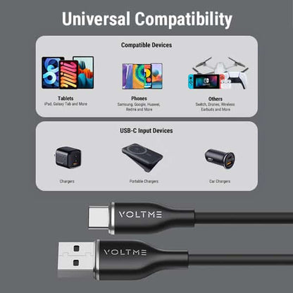 Voltme Powerlink Moss Liquid Silicon Cable USB A to Type C 3A 1M 60W Black product image