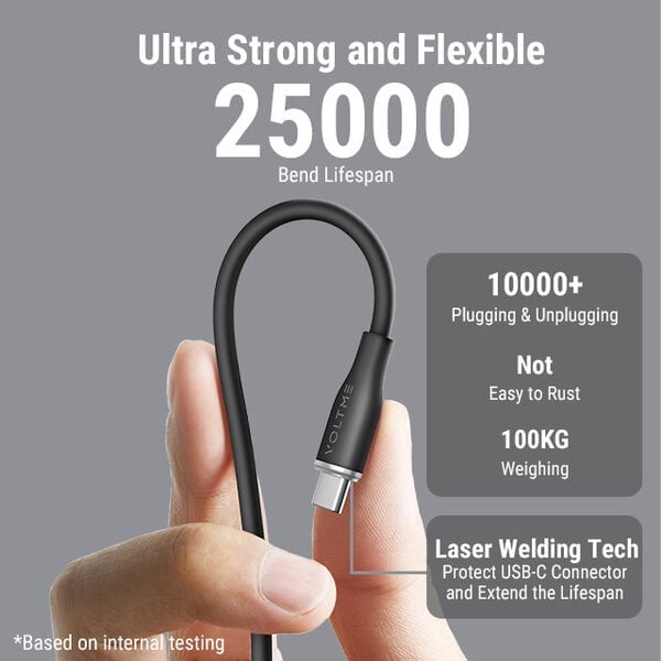 Voltme Powerlink Moss Liquid Silicon Cable USB A to Type C 3A 1M 60W Black product photo