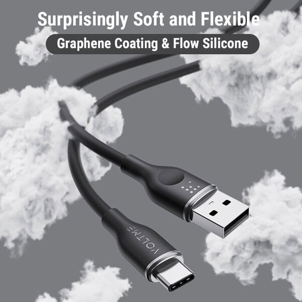 Voltme Powerlink Moss Liquid Silicon Cable USB A to Type C 3A 1M 60W Black product photo