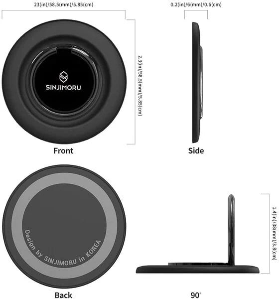 Sinjimoru M- Ringo Magnetic Phone Ring Holder Metallic - Black additional product image