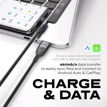 Statik PowerPivot Pro 100W USB-C to USB-C Charge Cable 1 8m - Black product photo