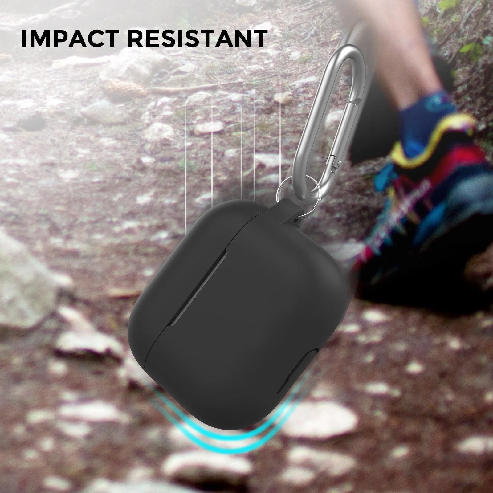 Ahastyle Silicone Keychain Case for Apple AirPods 3 Black product image