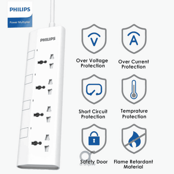 Philips 4-Way Universal Power Extension Cord 3M White additional product image