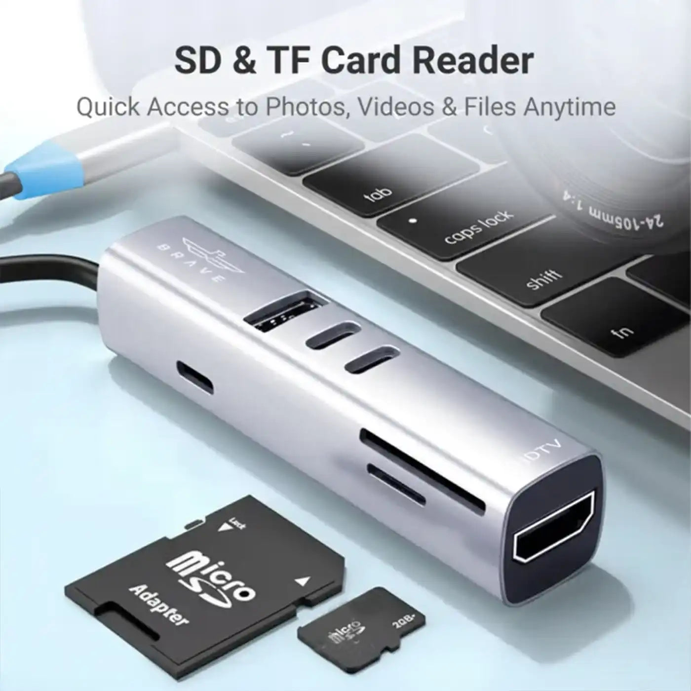 BRAVE 7-in-1 USB-C Hub with 4K HDMI - Grey product image