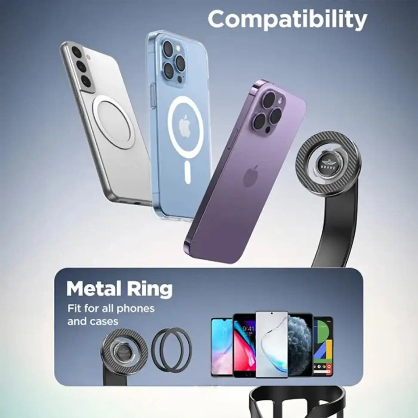 BRAVE BHL-58 Magnetic Cup Holder Phone Mount Black additional product image