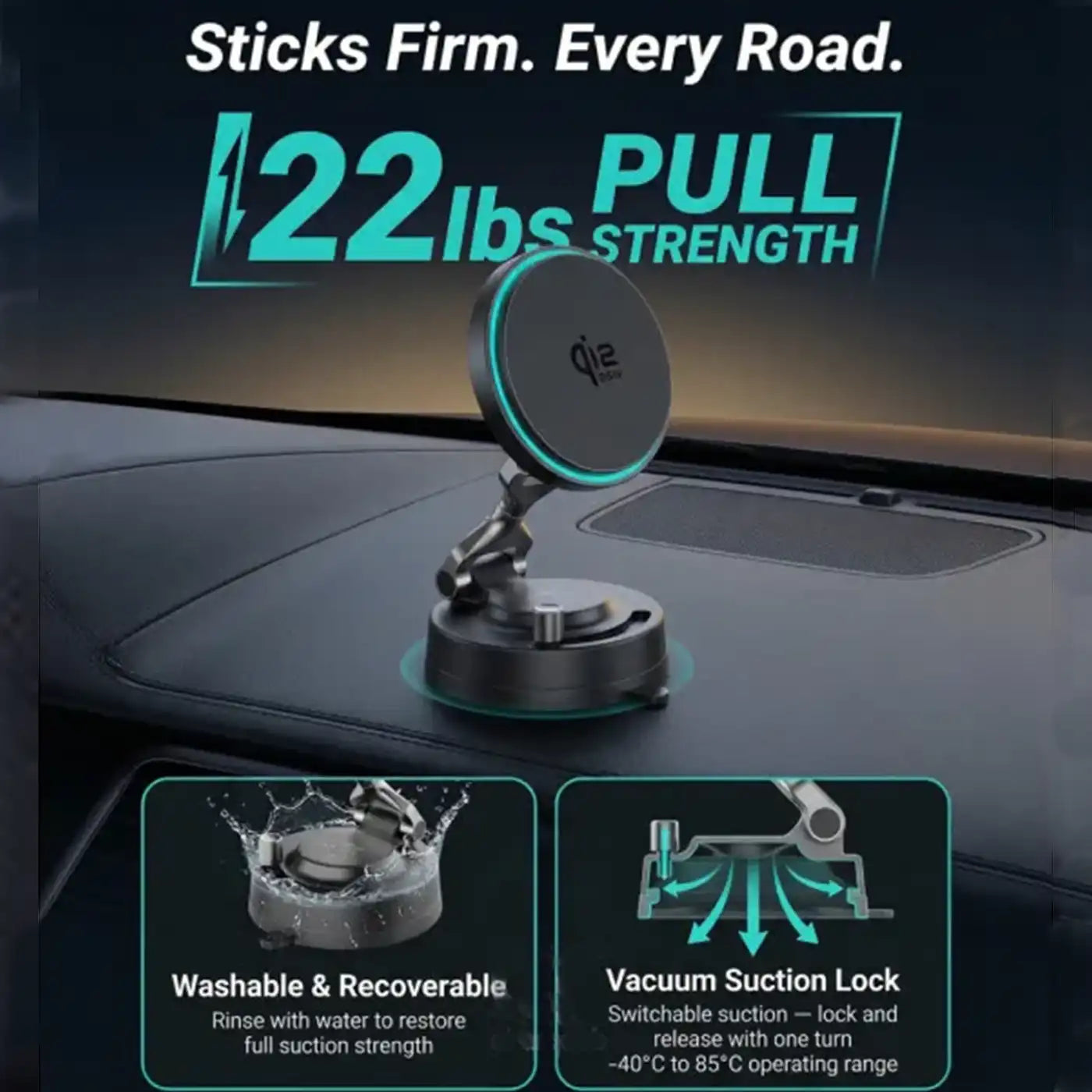 Brave Qi2 25W Magnetic Wireless Car Charger Mount - Black
