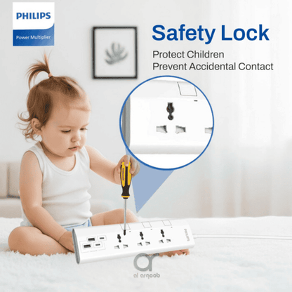Philips 3-Way Universal Power Extension Cord 1 5M White additional product image