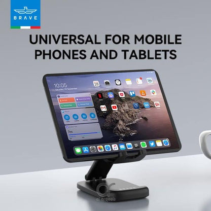 BRAVE 2-in-1 Foldable Adjustable Phone & Tablet Stand for Desk - Black product photo