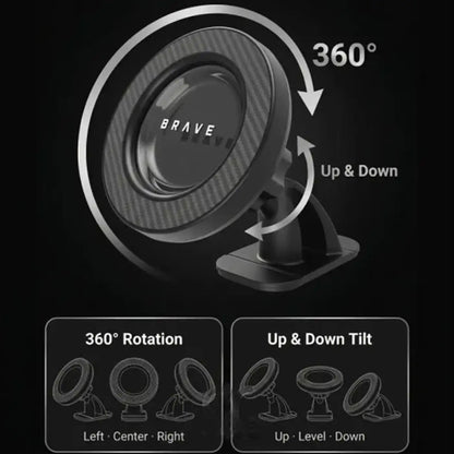 Brave 2-in-1 Magnetic Car Phone Holder - Black