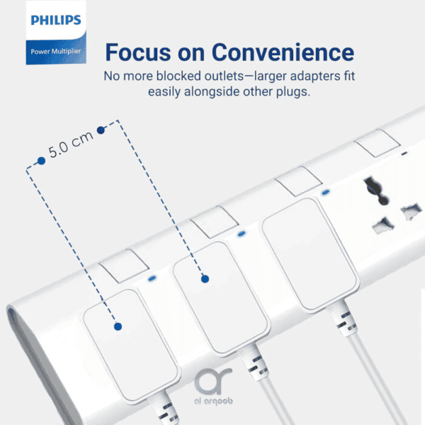 Philips 6-Way Universal Power Extension Cord 1 5M White product photo
