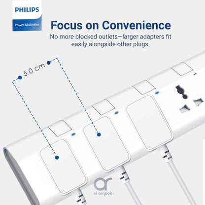 Philips 6-Way Universal Power Extension Cord 1 5M White product photo