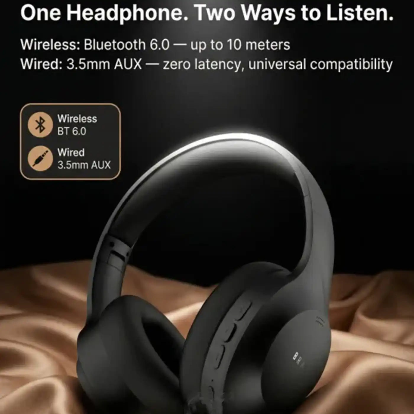 Brave BWH-01 AuraMax ANC Wireless Headphones Bluetooth 6.0, - Black
