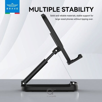 BRAVE 2-in-1 Foldable Adjustable Phone & Tablet Stand for Desk - Black