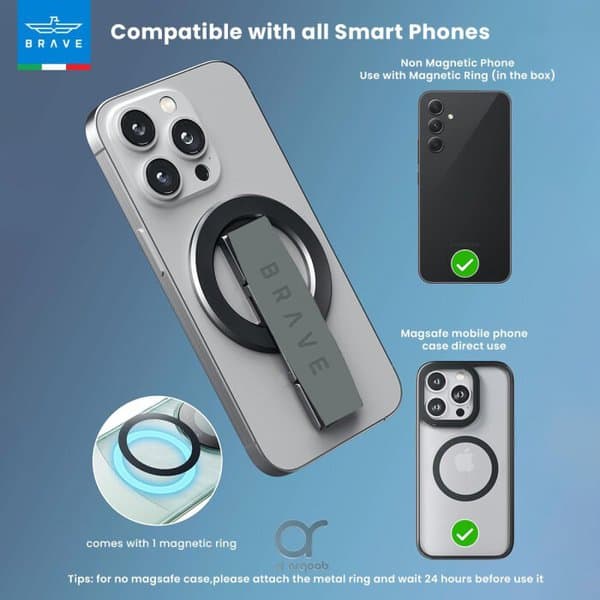 Brave GRIP 3 in 1 Magnetic Grip & Kickstand Gray product image