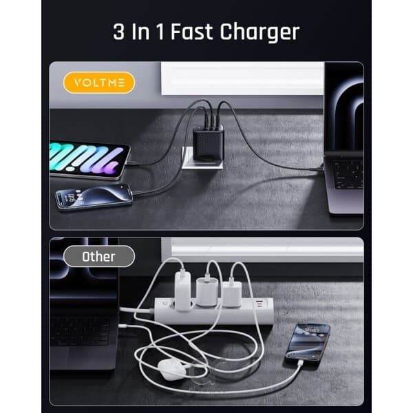 Voltme Revo 100 CCA GaN Tech 3 Ports 100W Wall Charger Black product image