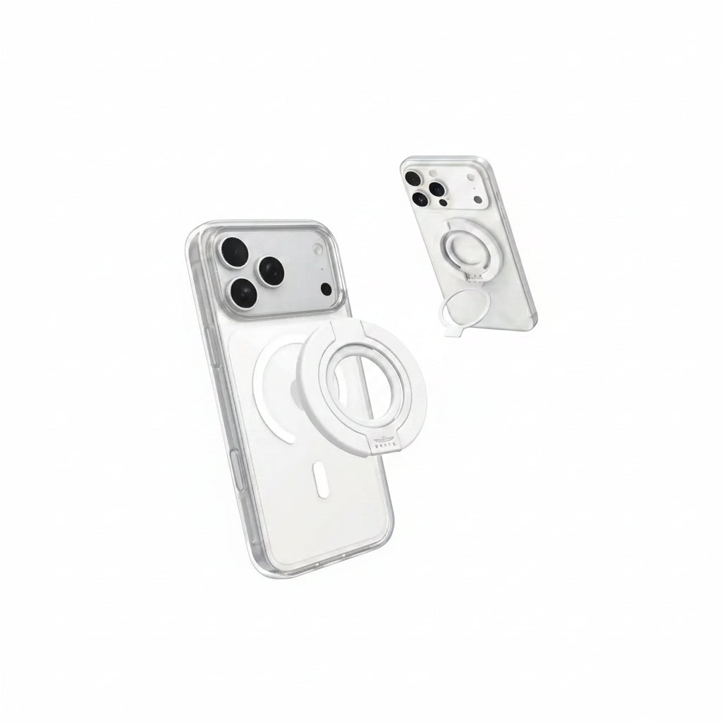 Brave MagSafe 3-in-1 Magnetic Phone Grip with Finger Strap & Kickstand – White