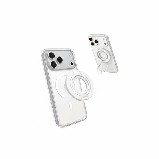 Brave MagSafe 3-in-1 Magnetic Phone Grip with Finger Strap & Kickstand – White