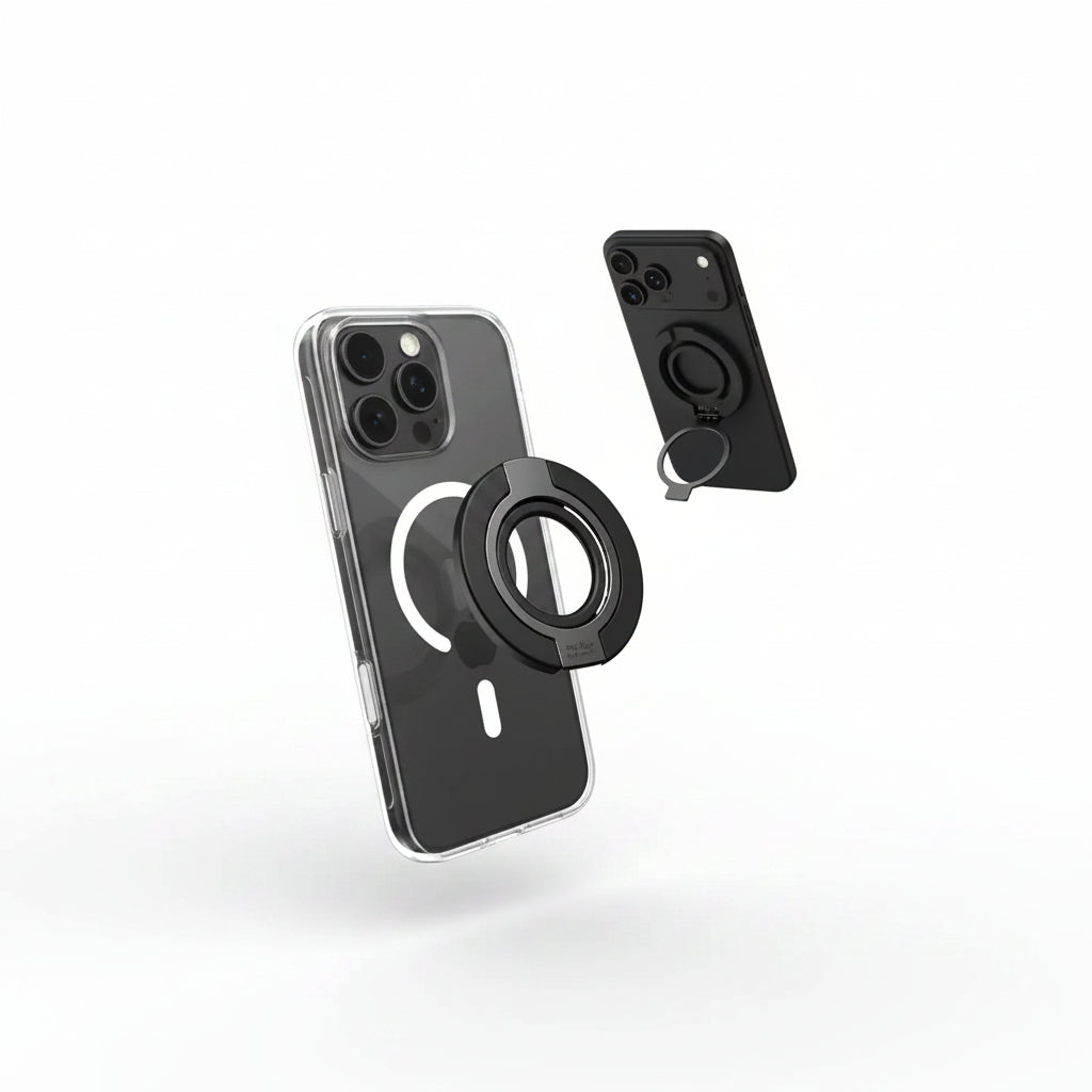 Brave MagSafe 3-in-1 Magnetic Phone Grip with Finger Strap & Kickstand  – Black