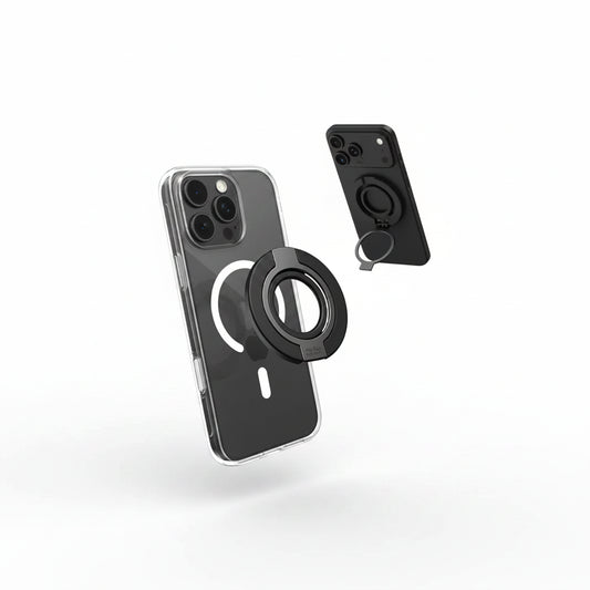 Brave MagSafe 3-in-1 Magnetic Phone Grip with Finger Strap & Kickstand  – Black