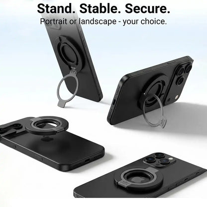 Brave MagSafe 3-in-1 Magnetic Phone Grip with Finger Strap & Kickstand  – Black