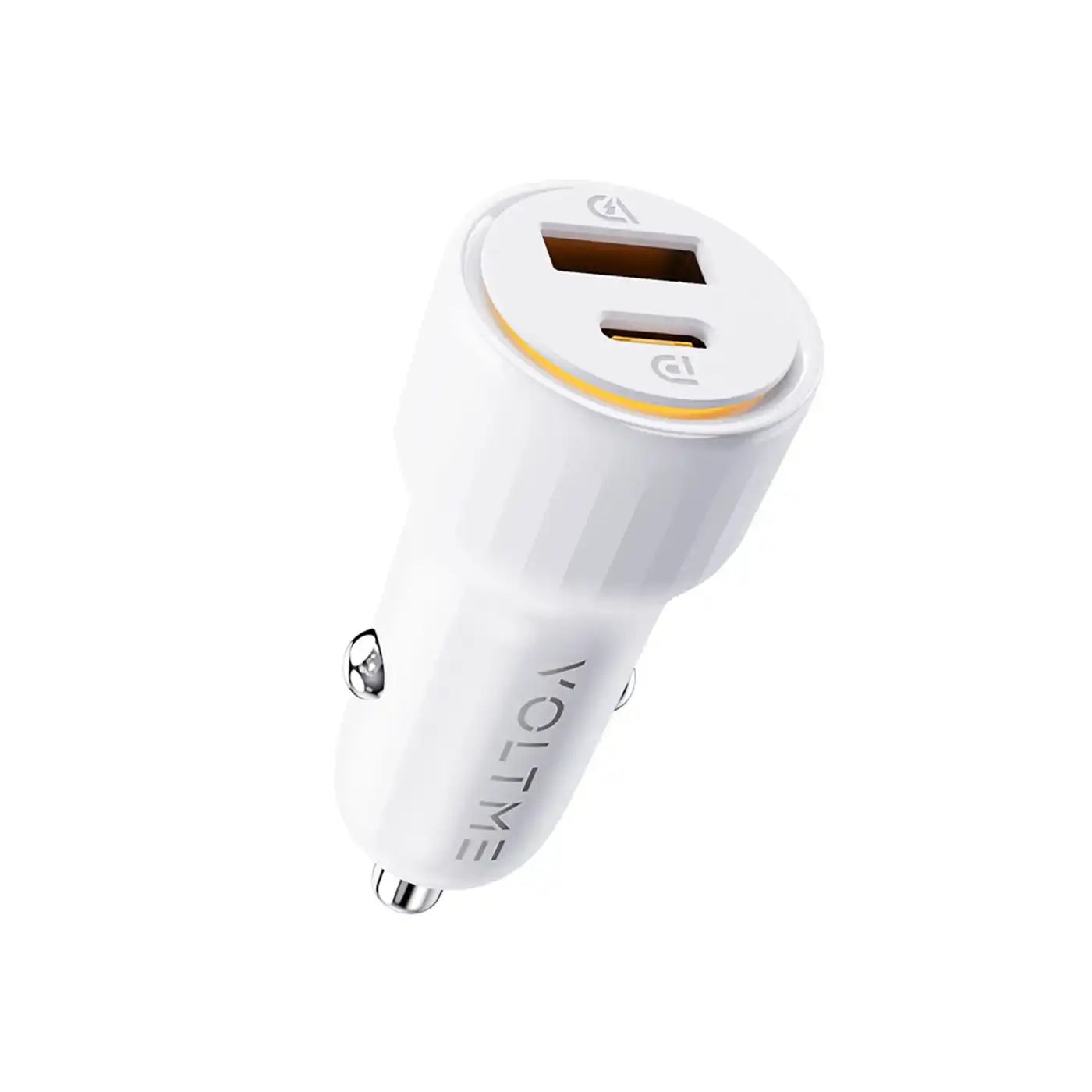 Voltme Cazo 48 CA Car Charger – 48W – Dual Port – White