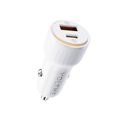 Voltme Cazo 48 CA Car Charger – 48W – Dual Port – White