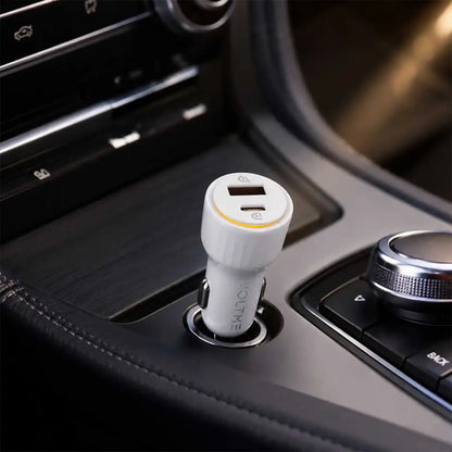 Voltme Cazo 48 CA Car Charger – 48W – Dual Port – White
