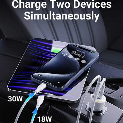 Voltme Cazo 48 CA Car Charger – 48W – Dual Port – White