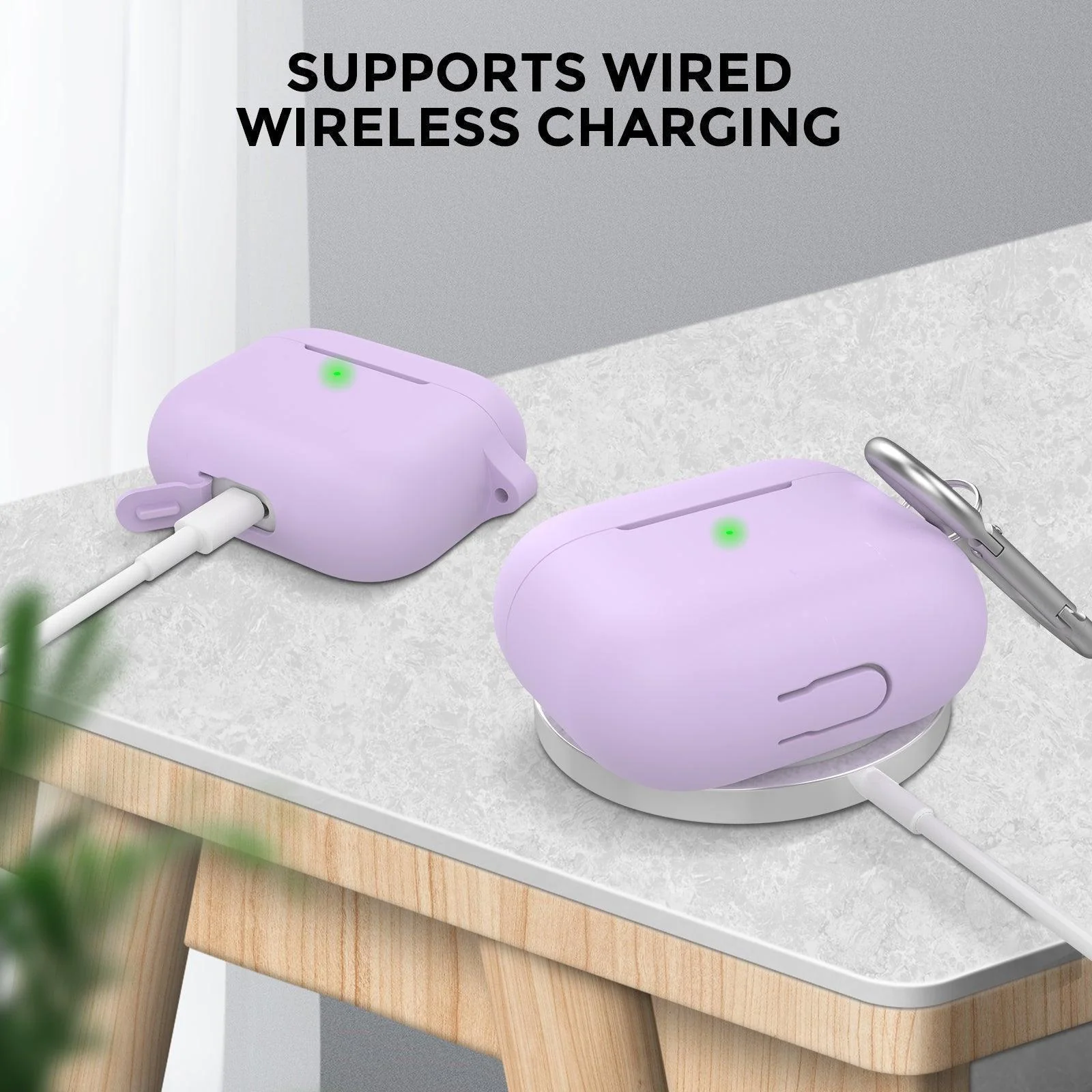 Ahastyle Silicone Keychain Case for Apple AirPods 3 Lavander additional product image