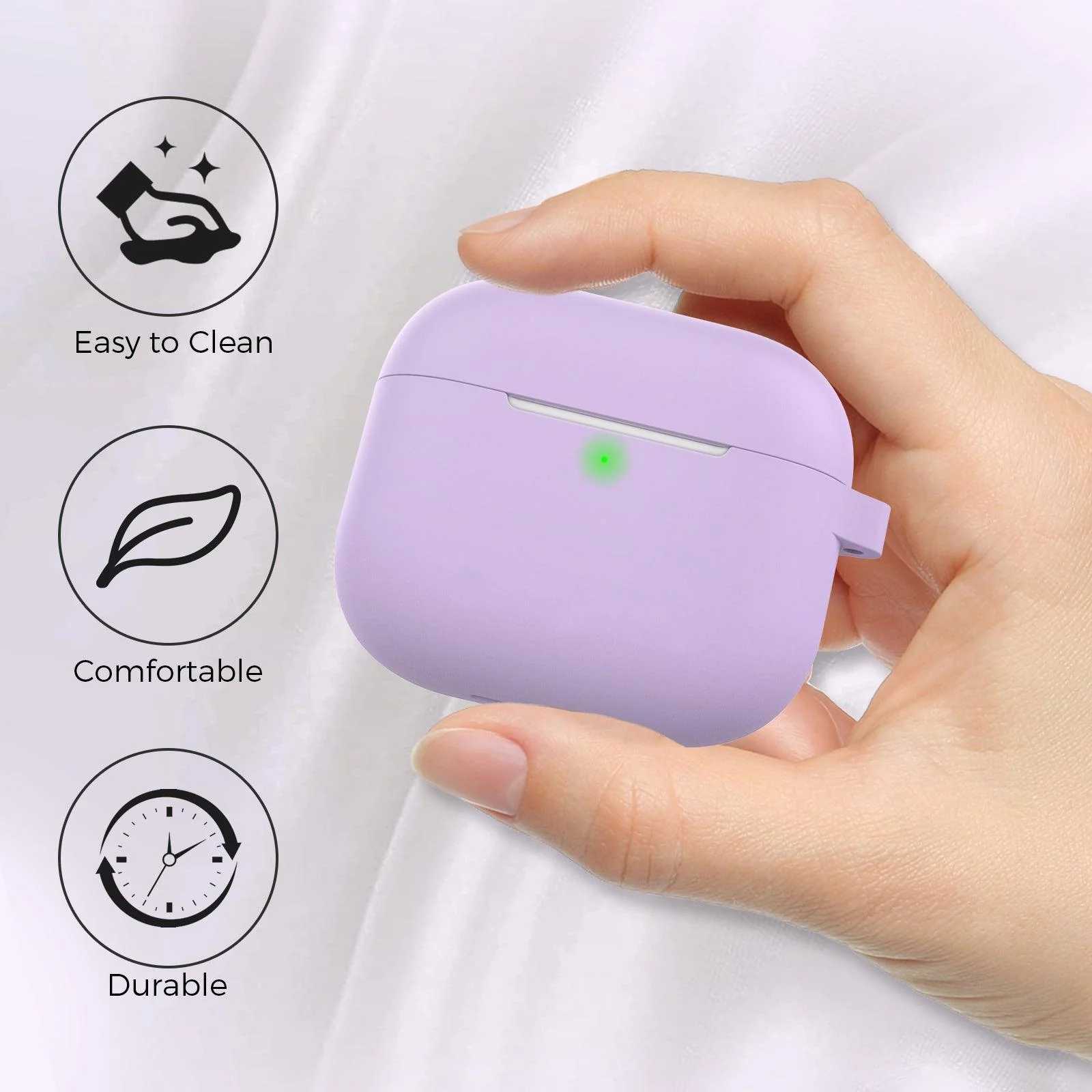 Ahastyle Silicone Keychain Case for Apple AirPods 3 Lavander product photo