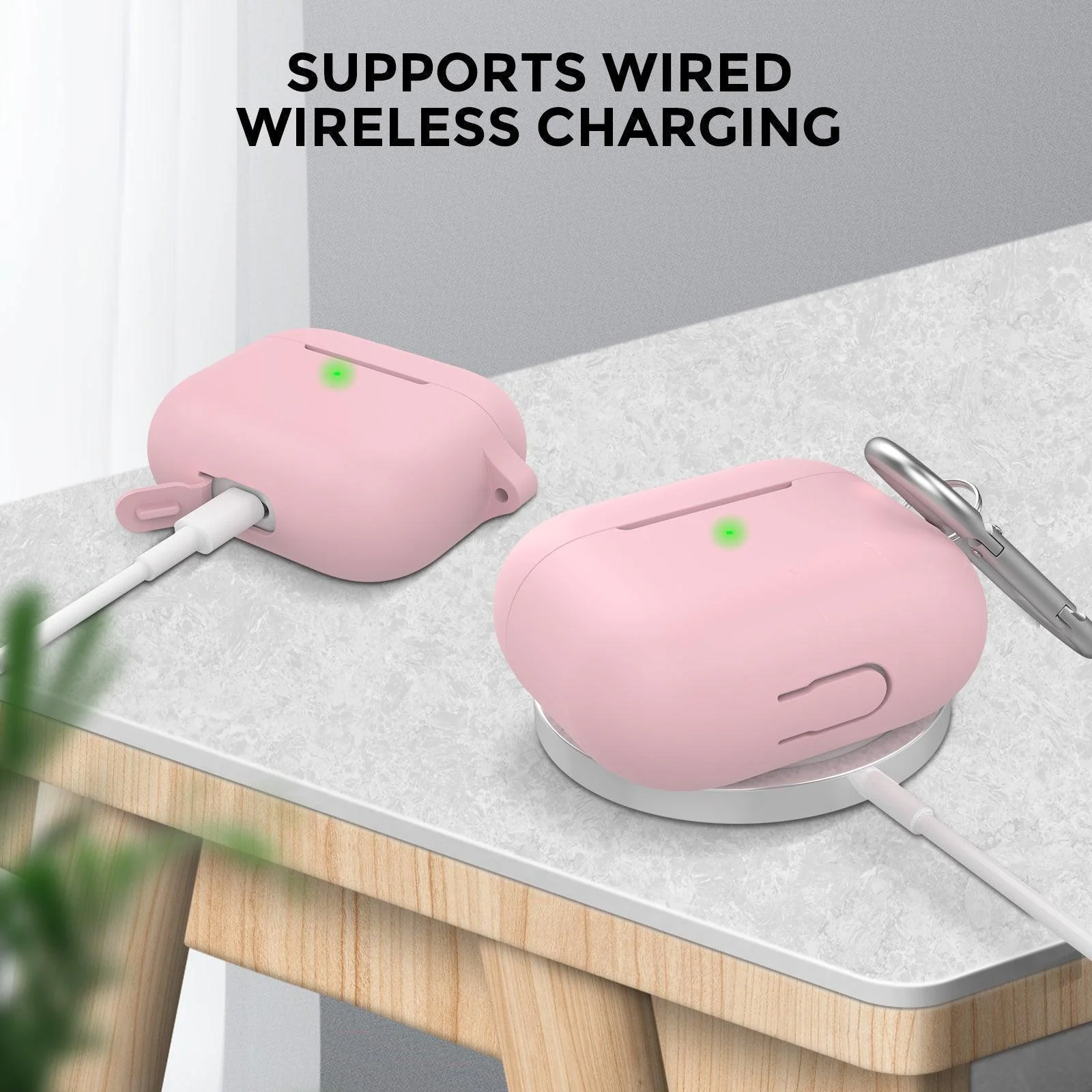 Ahastyle Apple AirPods 3 Silicone Keychain Case Pink additional product image