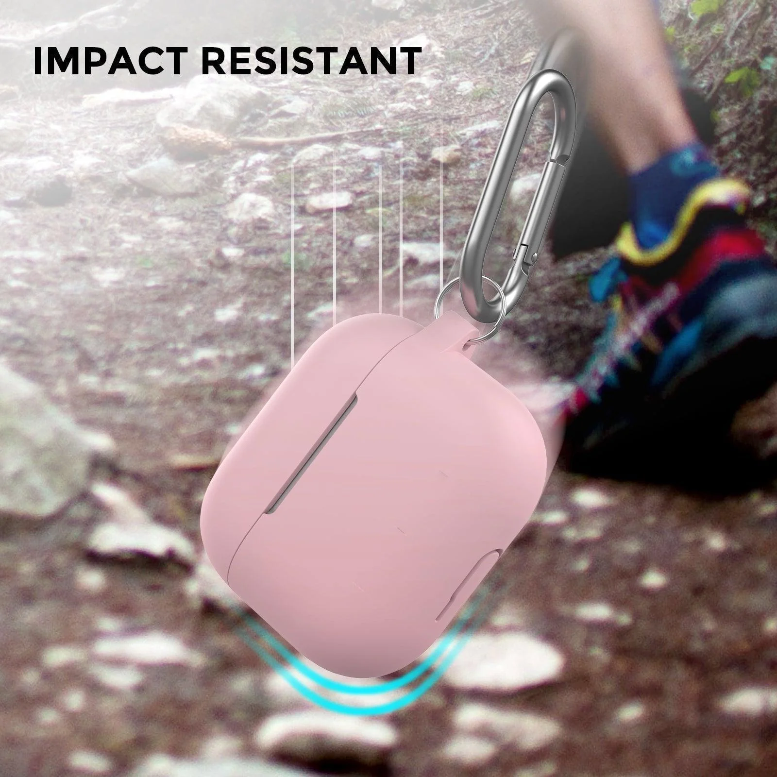 Ahastyle Apple AirPods 3 Silicone Keychain Case Pink product image
