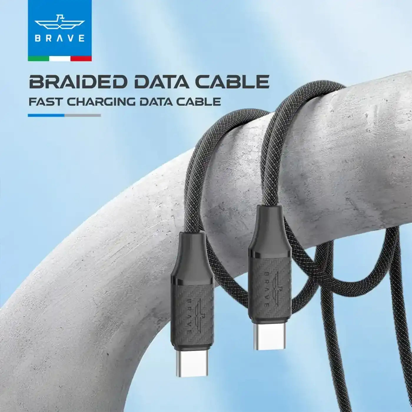 Brave USB-C to USB-C Braided Cable – 60W – 3M – Black