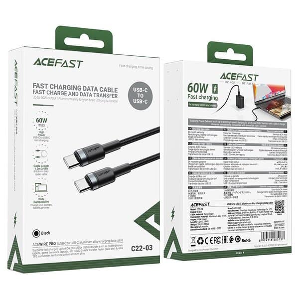 Acefast Charging Data Cable C22-03 USB-C to USB-C 60W product image