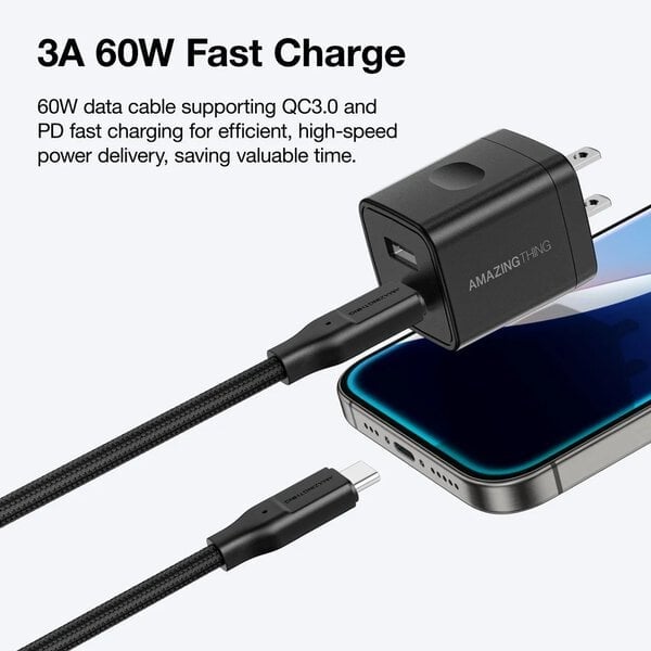 AmazingThing Magcord 60W USB-C To USB-C Magnetic Cable 1 2M - BLACK