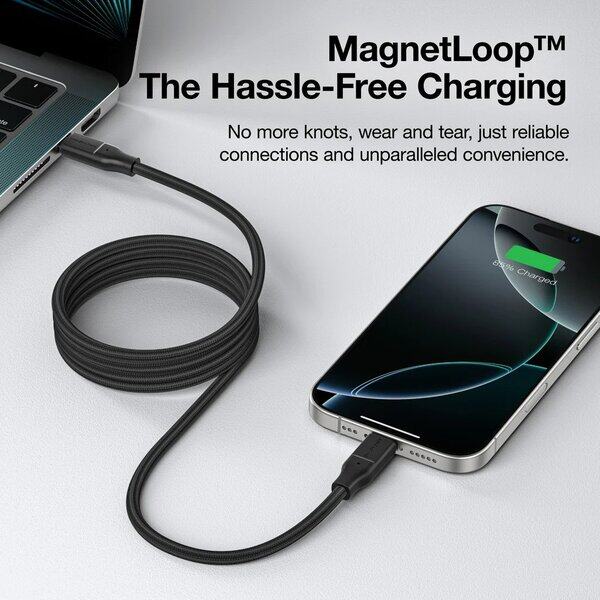 AmazingThing Magcord 60W USB-C To USB-C Magnetic Cable 1 2M - BLACK product image