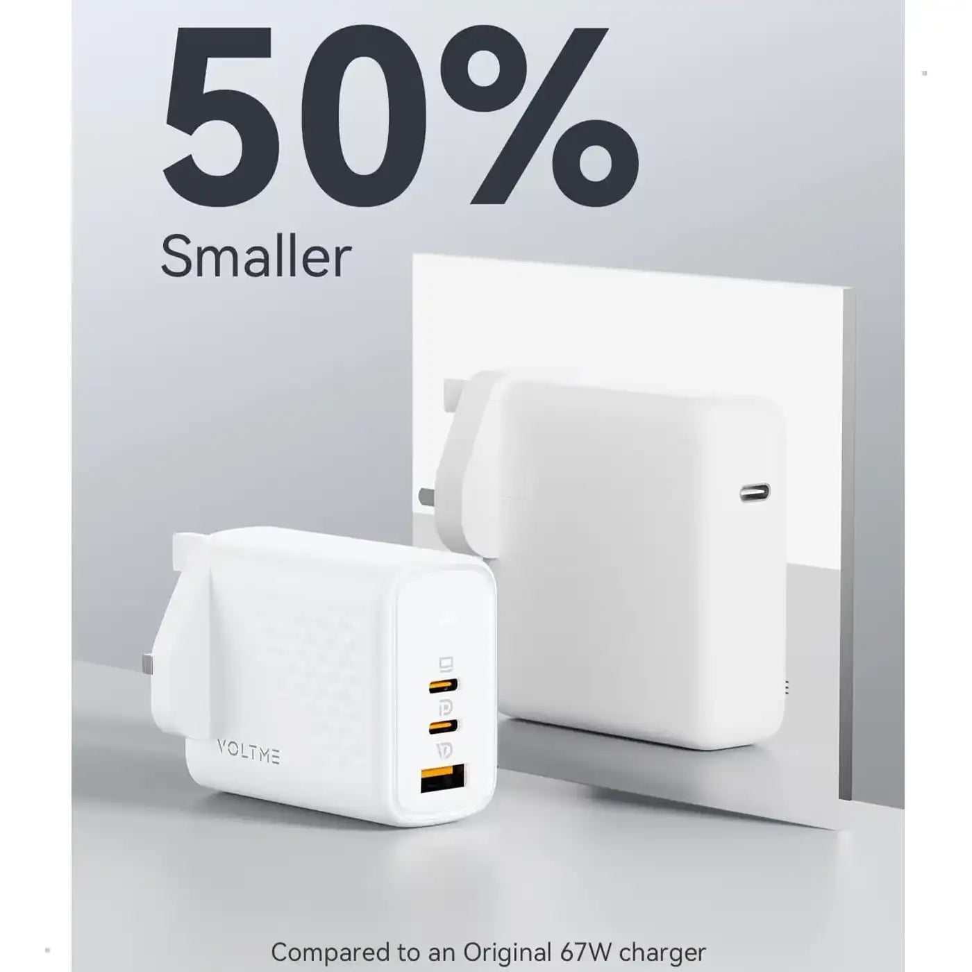 Voltme Revo 67 GaN Wall Charger – 67W – 3 Ports – White
