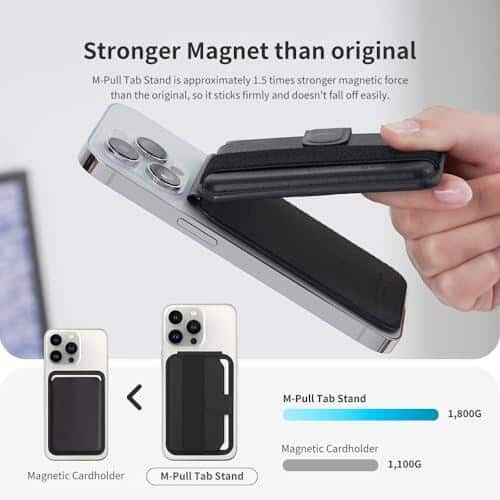 Sinjimoru M-Pull Tab Stand Magsafe Wallet Black product photo