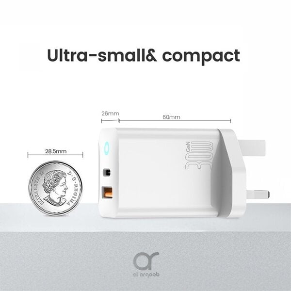 Brave 30W GaN Dual Port Fast Wall Charger Type-C + USB-A 60W Fast Type-C to C