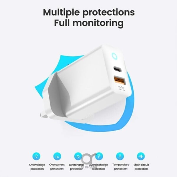 Brave 30W GaN Dual Port Fast Wall Charger Type-C + USB-A 60W Fast Type-C to C