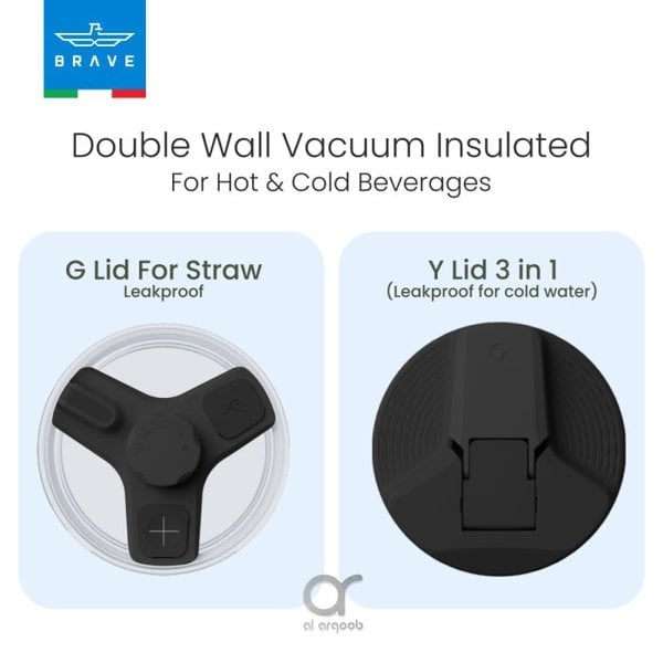 Brave Temp Guard Vacuum Insulated Travel Mug 180° Rotating Handle 24H Cold & 12H