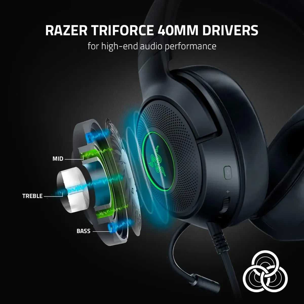 Razer Kraken V3 X Wired USB Gaming Headset - HyperClear Mic, Surround Sound, Chroma RGB, for PC &amp; PS4 - Black