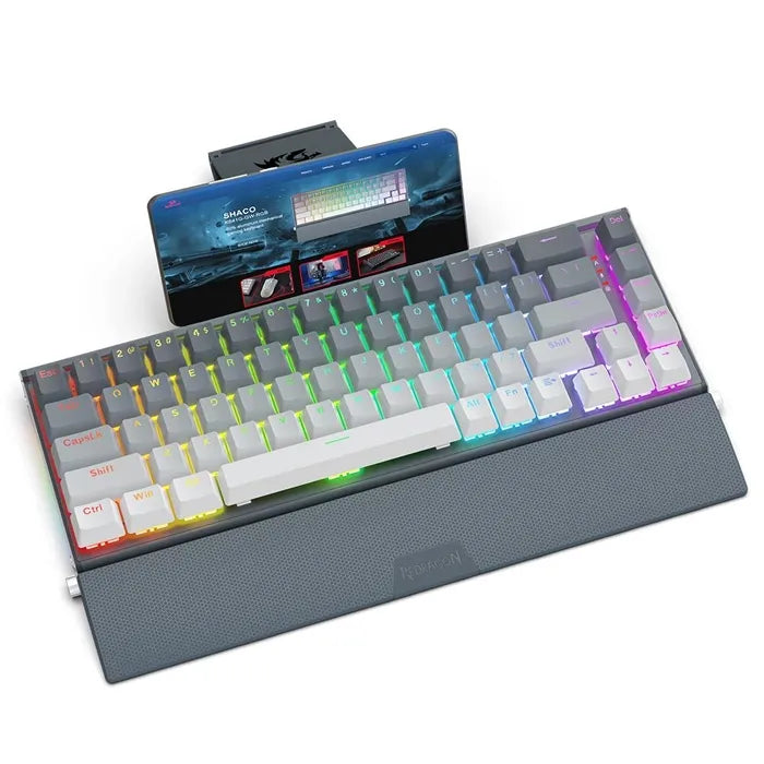 Shaco K641 Pro Wireless Aluminum Keyboard Red Switch - Grey White (English)