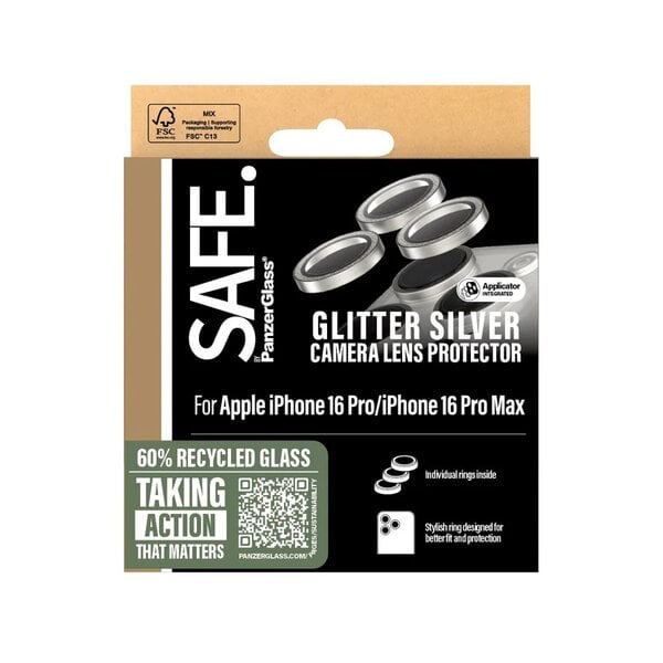 PanzerGlass® SAFE by Camera Lens Protector Glitter Silver iPhone 16 Pro 16 Pro