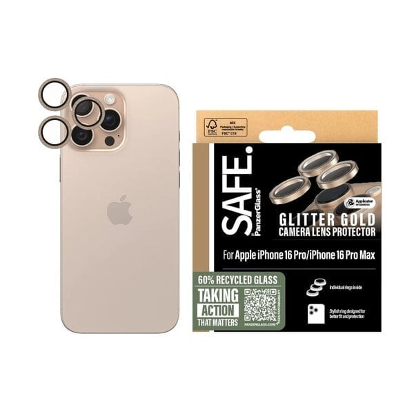 PanzerGlass® SAFE by Camera Lens Protector Glitter Gold iPhone 16 Pro 16 Pro Max